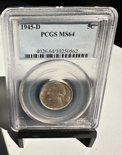 1945 D Jefferson Silver War Nickel Graded PCGS MS64