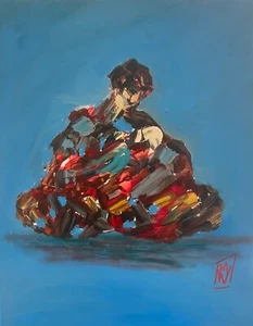"Paleta Abstracta Cuchillo Madre e Niño Mamá y Bebé Pintura Original Arte 20" - Imagen 1 de 1
