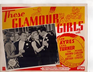 7 Lana Turner Lew Ayres These Glamour Girls British 11x14" Lobby Cards - Picture 1 of 7