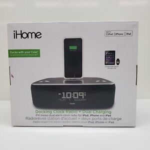 iHome Docking Clock Radio + Dual Charging for Ipod Iphone Ipad UNTESTED