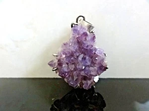 VTG DESIGNER 925 Sterling Silver Big Genuine Purple Amethist Hand Made Pendant - Picture 1 of 9