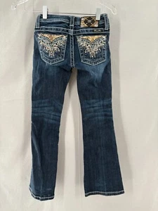 Miss Me 7 Jeans Bootcut Girls Embroidered Sequin Blue - Picture 1 of 11