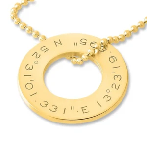 Cadena de coordenadas cadena con grabado GPS cadena de joyería chapada en oro con el grabado deseado - Imagen 1 de 4
