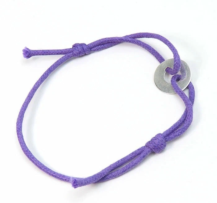 Dinh Van Seventies Chinese Pi 18k Gold Purple Cord Bracelet Bangle withBox Paper - Image 1 of 4