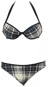 Shiwi Damen Bügel Bikini Schwarz Kariert 42 Cup B X3832 - Bild 1 von 2