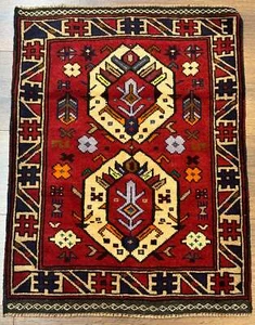 Small Pers'ian Tribal Rug, Red and Ivory, Balouch Rug - Picture 1 of 12