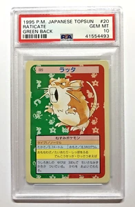 Pokemon PSA 9 Como Nuevo 1995 RATICATE Topsun Espalda Verde Promoción Japonesa #20 - Imagen 1 de 2