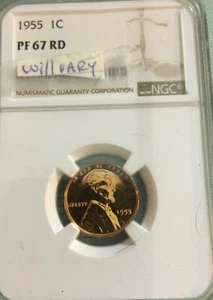 1955 1c Lincoln Wheat , NGC PF67RD - Picture 1 of 7