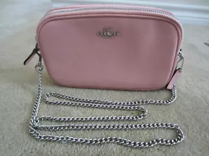 Coach F72490 Kiesel Leder Crossbody Doppel Reißverschlüsse Kette in Silber/Blütenblatt 198 $ - Bild 1 von 7