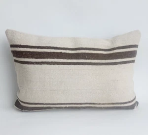 Natural Beige Kilim Pillow Cover , 16x24 Handmade Turkish Pillow - Picture 1 of 9