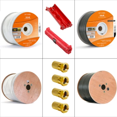10- 100m Coaxial Satellite Antenna Cable 135dB 5 Way Satellite Digital Lead HD UHD - Image 1 of 4