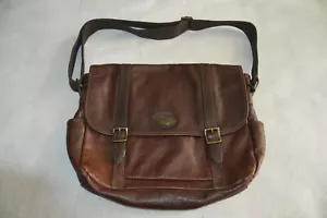 Fossil Messenger Bag Brown Leather Crossbody Laptop Carrier Satchel - Picture 1 of 11