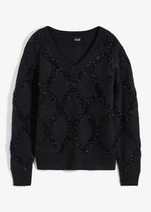 Pullover Gr. 32/34 Schwarz Damen Langarm Strick-Pulli Neu - Bild 1 von 1