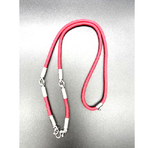 VETEMENTS Collana Amuleto Corda Rossa Acciaio Inox 4 Ganci Ciondolo 4 MM 26" Appendere Talismano Takrud