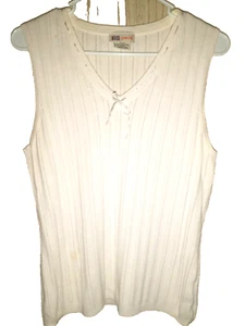 Old Navy ~ Pullover Strickoberteil ~ weiß - ärmellos ~ V-Ausschnitt ~ Gr. L - Bild 1 von 5