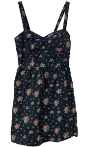 American Eagle Small Petite Navy Garden Floral Mini Sundress Straps - Picture 1 of 10