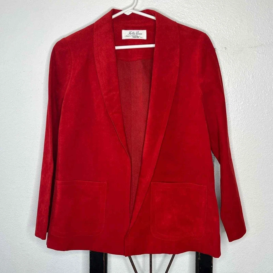 Chaqueta Ultra Gamuza Roja Mollie Parnis Vintage Foto 1 de 4