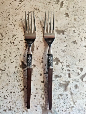 2 tenedores de cena de acero inoxidable Ekco Eterna LA JOYA 7 3/4" Japón MCM cubiertos Foto 1 de 4