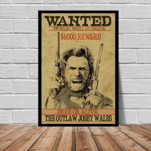 The Outlaw Josey Wales Wanted Movie Poster Art Print - Picture 1 of 8