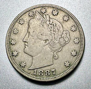 1887 LIBERTY V NICKEL FINE+ BETTER DATE #8210 - Picture 1 of 2