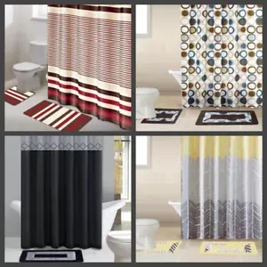15pc design printed bathroom bath mat set rug fabric or 4pc ceramic accesories - Picture 1 of 44