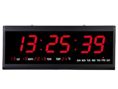 18.9 Inch Oversized LED Digital Wall Clock Large Display with Indoor Temperat... - Image 1 of 4