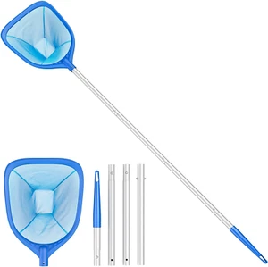 Pool Skimmer Net with 57" Telescopic Pole | Leaf Rake for Pool, Pond, Hot Tub - Picture 1 of 8