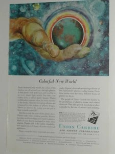 1950 UNION CARBIDE advertisement, Plastics, Colorful New World - Foto 1 di 3