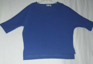 Chico's  Sz 2 (L) Top Thick Mesh Outer 3/4 Dolman Sleeves Cobalt Blue  - Picture 1 of 12