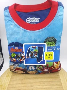 New Boys AVENGERS Flannel Pajamas 2 piece Sleep Wear Set Size 8. Hulk Iron Man - Picture 1 of 7