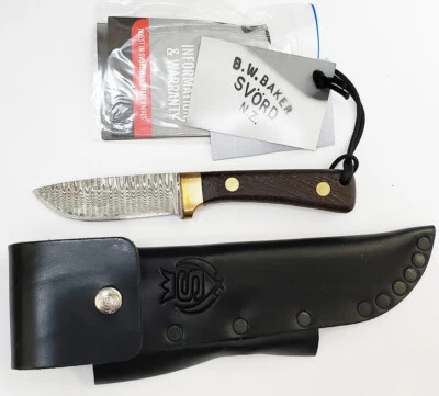 Cuchillo de hoja fija Svord 311BBD Damasco punto de caída con funda de cuero, hoja de 3,5" Foto 1 de 2