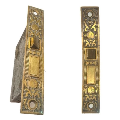 Викторианский бронзовый врезной замок Истлейк — декоративная лицевая панель с цветочным рисунком, защелка конфиденциальности - Изображение 1 из 2