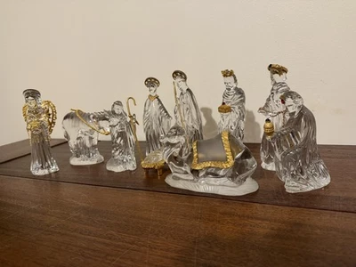 Vintage Gorham 10 Piece Crystal Nativity Set Germany Christmas Decor - Image 1 of 4