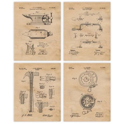 Classic Builder Construction Patent Prints, 4 (8x10) Art Decor Home Work Office - Image 1 of 4