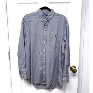 Ralph Lauren Button Down Dress Shirt, Navy White Yarmouth, Men's Size16 34/35 - Picture 1 of 4