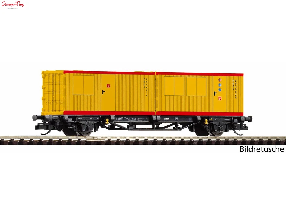 Piko PRS Flat Wagon w/2x20' Container Load VI 1:120 Scale, TT Scale - Image 1 of 1
