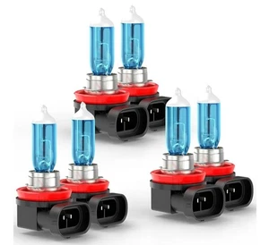 H11 Halogen Headlight Bright White Bulbs 6000K High/Low Beam + Fog  - 6 Pack - Picture 1 of 11