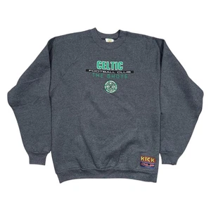 Vintage 90s Celtic FC The Bhoys Soccer Kick Sportswear Gray Sweatshirt Mens XL - Picture 1 of 9