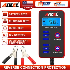 ANCEL BST60 12V Digital Car Battery Tester Alternator Charging Cigarette Adapter - Foto 1 di 16