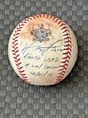 2016 Red Sox Game Used Signed Baseball w/ David Ortiz  Final Season Logo - Image 1 of 3