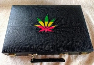 Sweet Leaf Faux Leather 8 Stripe Poker Set - Picture 1 of 7