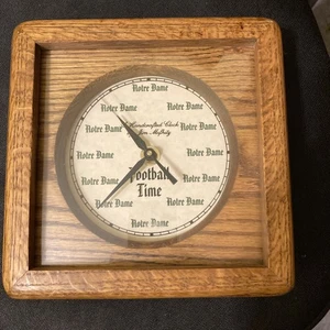 Jim Mofhitz Notre Dame Football Time Clock Heavy Duty Oak 8X8X2.5 Inches - Picture 1 of 7
