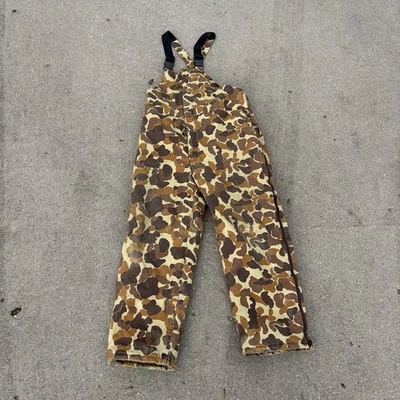VINTAGE Gamehide Hunting Overalls Bibs Mens Large Brown Beige Insulated Quilted - Image 1 of 4