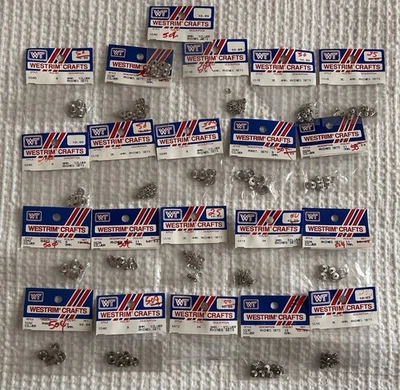 Lote de 21 juegos de rhines de plata artesanales Westrim vintage nuevos en paquete 3 mm - 9 mm Foto 1 de 4