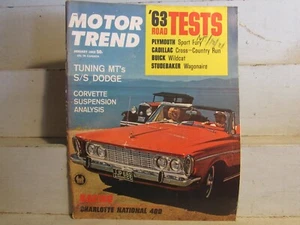 MOTOR TREND Jan 1963;SPORT FURY,BUICK WILDCAT,STUDEBAKER,CADILLAC TESTS, RACING - Picture 1 of 2