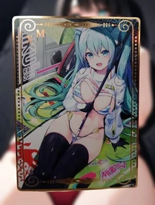 Hatsune Miku Anime Waifu Sexy Goddess Doujin Bikini Gold Metal Card - Picture 1 of 2