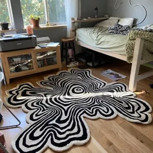 Psychedelic Irregular Shaped Tufted Custom Wool Area Rug For Gifting, Kids Room - Picture 1 of 6