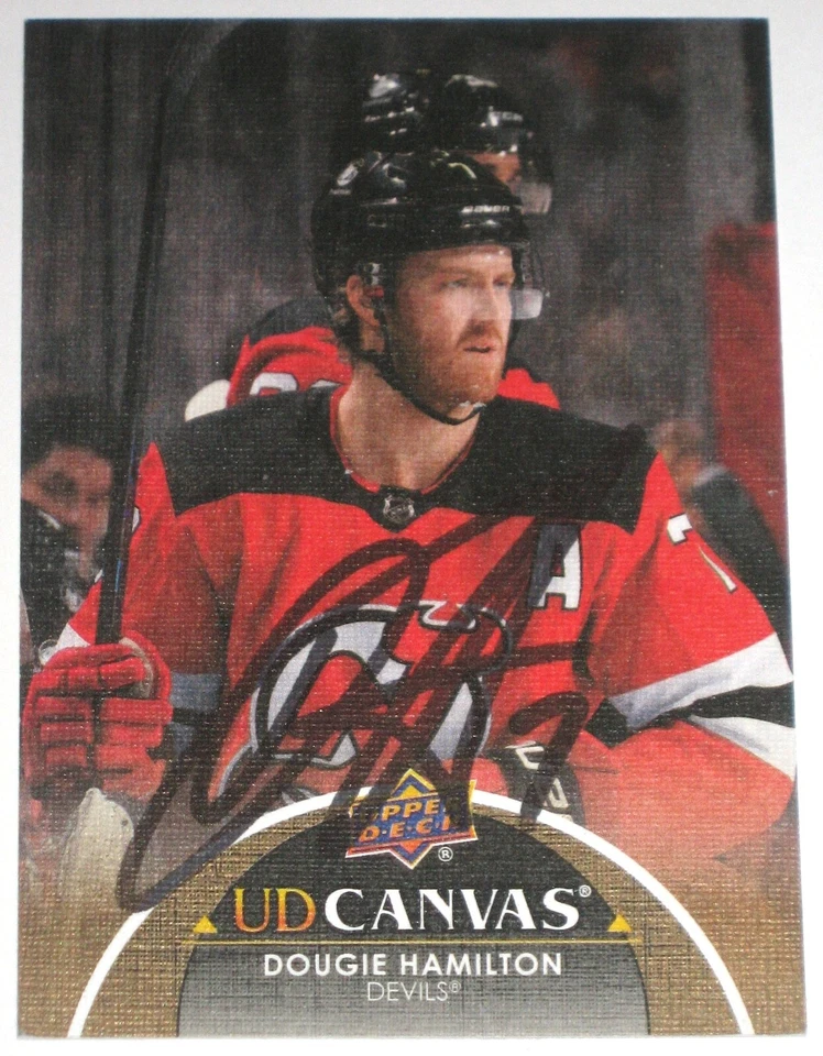DOUGIE HAMILTON SIGNED 21-22 UPPER DECK CANVAS NEW JERSEY DEVILS CARD AUTOGRAPH - Image 1 of 1