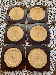 Vintage Amber Lucite Coasters Set of 6 Made In USA MCM 60’s 70’s - Picture 1 of 6