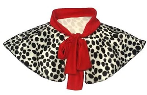 Cruella Deville Shawl Dalmatian Spot Valboa Fur With Red Polyester Tie - Picture 1 of 1